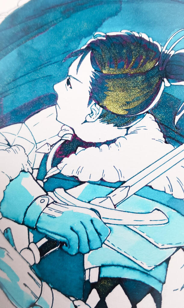 Ink shimmer and sheen